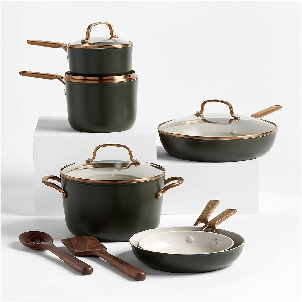 KitchenAid Design Series Evergreen Ceramic Non-Stick Induction 12-Piece Cookware Set