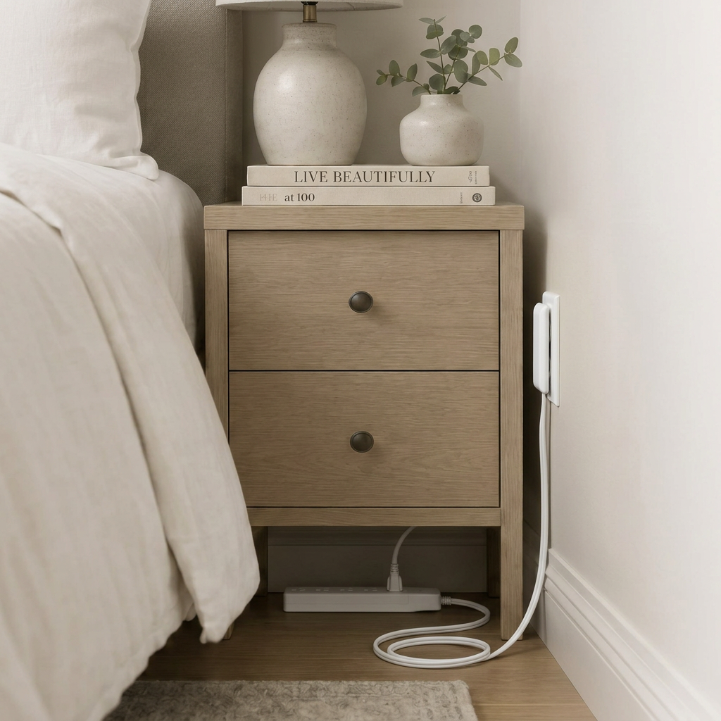 Harbor Outlet Extender installed behind a couch